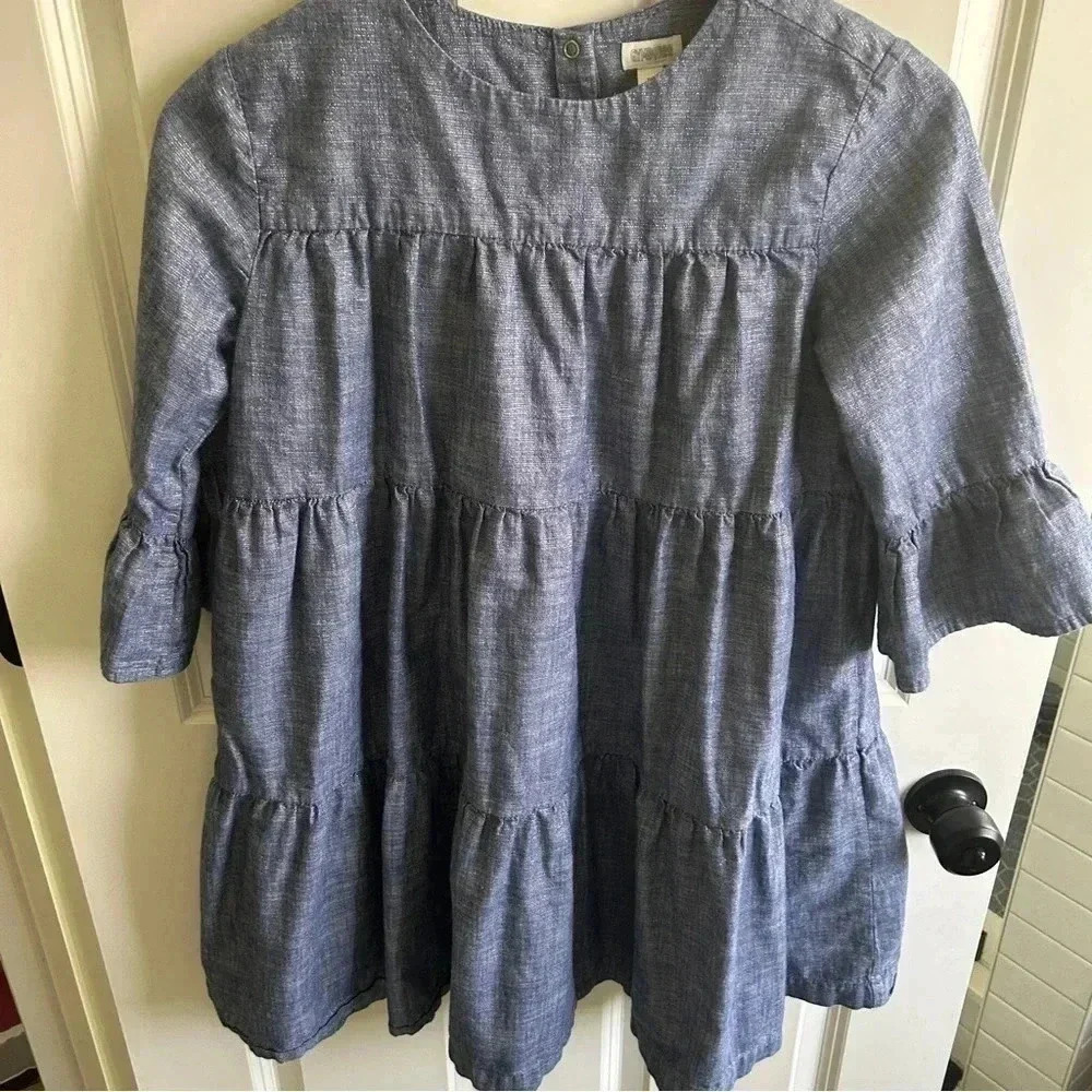 Gymboree chambray blue  dress with shimmer size 14. Love the tiers and ruffles